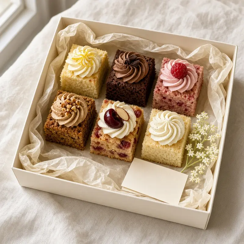 Box of six cake samples